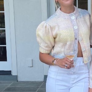 En Saison Rainbow Puff Sleeve Sweater